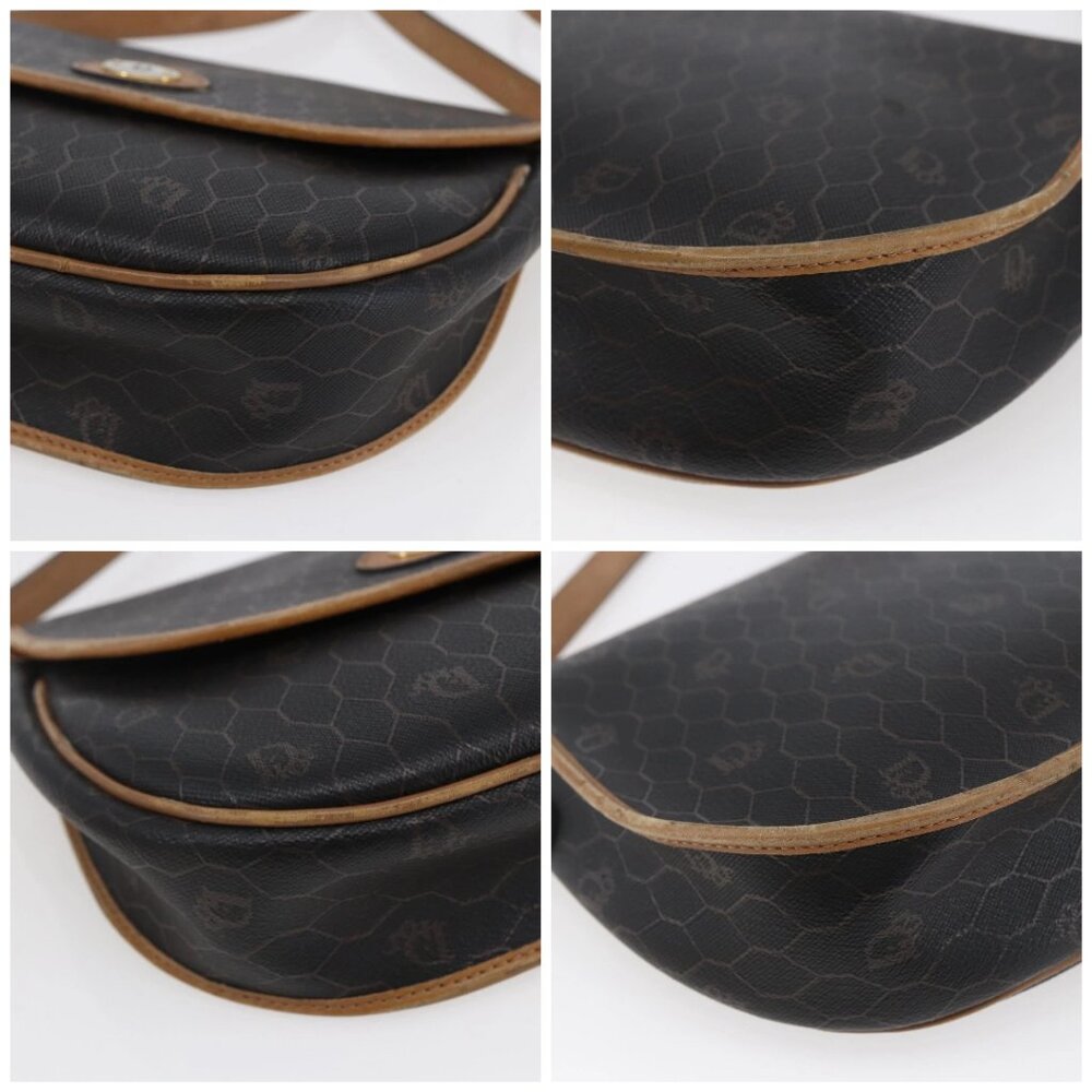 Christian Dior Honeycomb Canvas Shoulder Bag PVC Leather Black Auth BA6822 - Picture 16 of 16